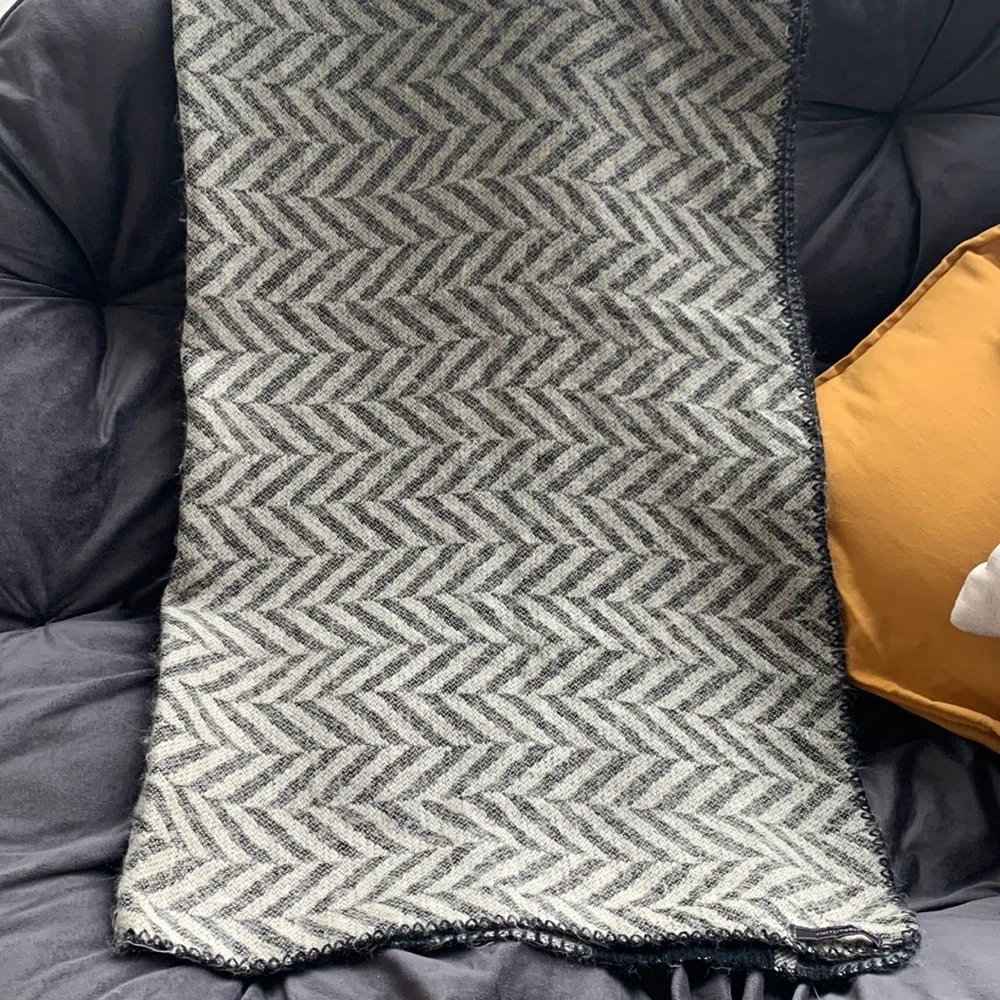 BCBG MaxAzria Stripes Herringbone Warm Cozy Reversible Throw Coastal Minimalist